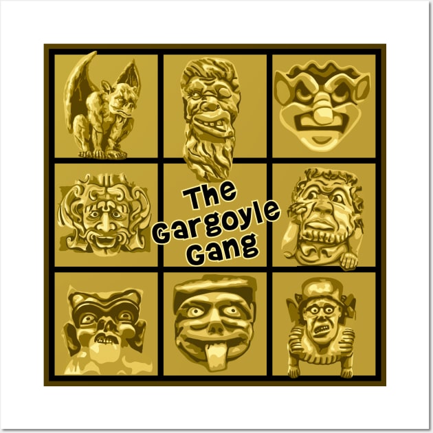 The Golden Gargoyle Gang Wall Art by Slightly Unhinged